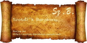 Szoták Barakony névjegykártya